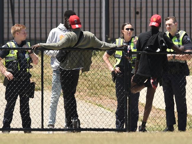 African youths outside The Ecoville Community Park in Tarneit. Picture: David Smith