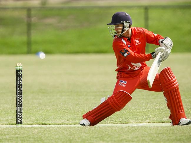 MPCA Provincial cricket: Langwarrin v Sorrento. Langwarrin keeper Tom Hussey and Patrick Hall batting for Sorrento. Picture: Valeriu Campan