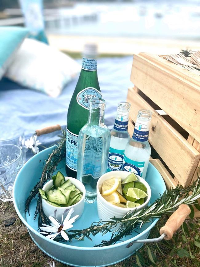 Eye-catching presentation brings style to even the most casual picnic. Enamel trays are hardy and allow you to create clear stations for food and drink. Picture: supplied.