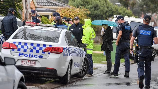 Australian Federal Police and Victoria Police conduct an investigation at a house in Roxburgh Park in relation to a terror related shooting in Brighton. Picture: Jake Nowakowski