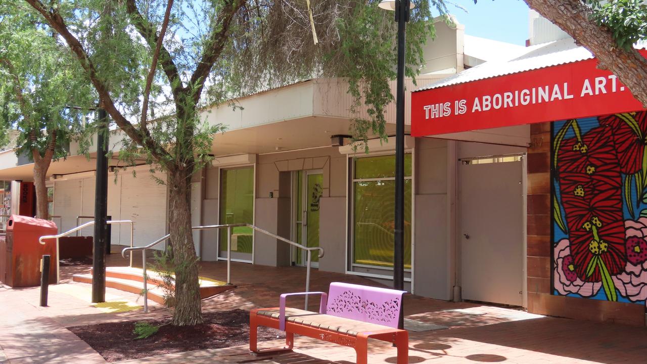 Boarded up shops and businesses in Todd Mall, Alice Springs. February 2023. Picture: Annabel Bowles