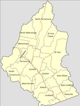 Suburbs within the Ku-ring-gai Council region, which has a population of more than 120,000 residents.