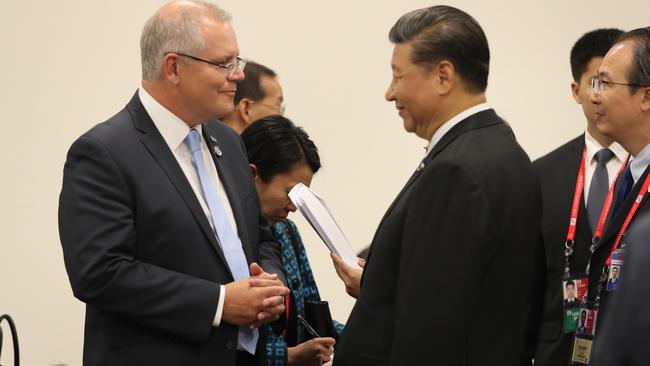 Scott Morrison and Chinese President Xi Jinping during the G20 in Japan last year: Picture: Adam Taylor/PMO