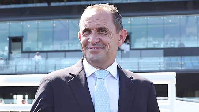 SYDNEY, AUSTRALIA - DECEMBER 14: Trainer Chris Waller celebrates after Tommy Berry riding Saltcoats  Ã¢â¬â¹wins Race 6 Coolmore Spelling @ Mount White during Sydney Racing at Royal Randwick Racecourse on December 14, 2024 in Sydney, Australia. (Photo by Jeremy Ng/Getty Images)