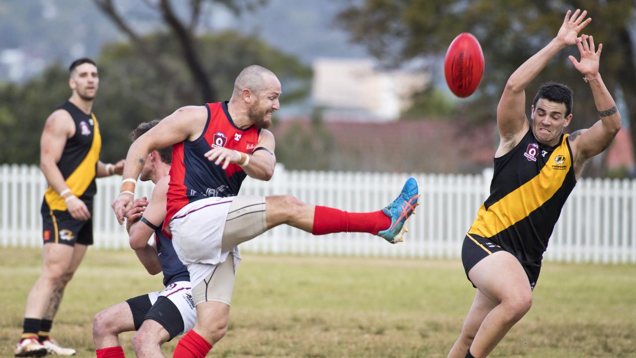 Tyhe Clarkson, Warwick. AFLDD, Toowoomba vs Warwick. Saturday, 29th Jun, 2019.