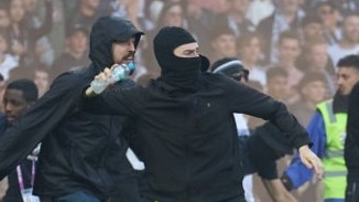 A total of 150 football fans entered the pitch on Saturday. Picture: Supplied Victoria Police,