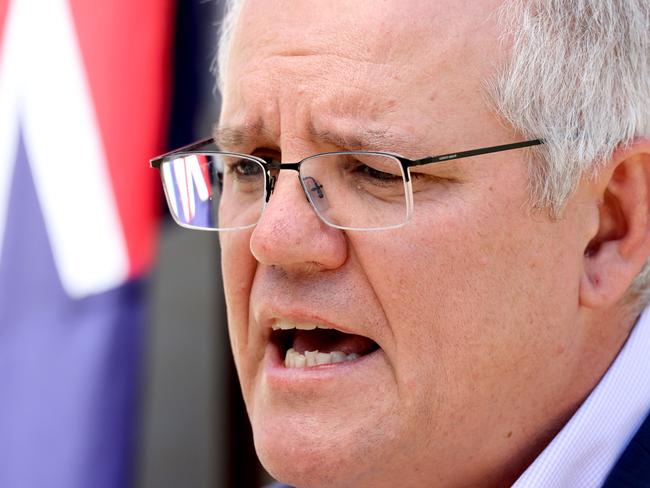 SYDNEY, AUSTRALIA - NewsWire photos SEPTEMBER 12, 2021: Australian Prime Minister Scott Morrison during a press conference with at Kirribilli House in Sydney during NSW COVID-19 lockdown. Picture: NCA NewsWire / Dylan Coker