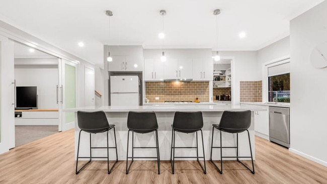 The stylish kitchen at the Rowville pad.