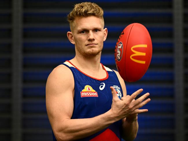 MELBOURNE, AUSTRALIA - SEPTEMBER 02: Adam Treloar of the Bulldogs poses during a Western Bulldogs AFL media opportunity at Whitten Oval on September 02, 2024 in Melbourne, Australia. (Photo by Quinn Rooney/Getty Images)