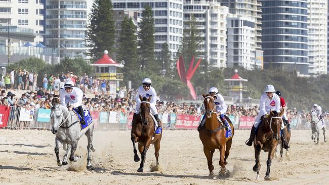 Magic Millions Barrier Draw and Beach run. Picture: Tim Marsden