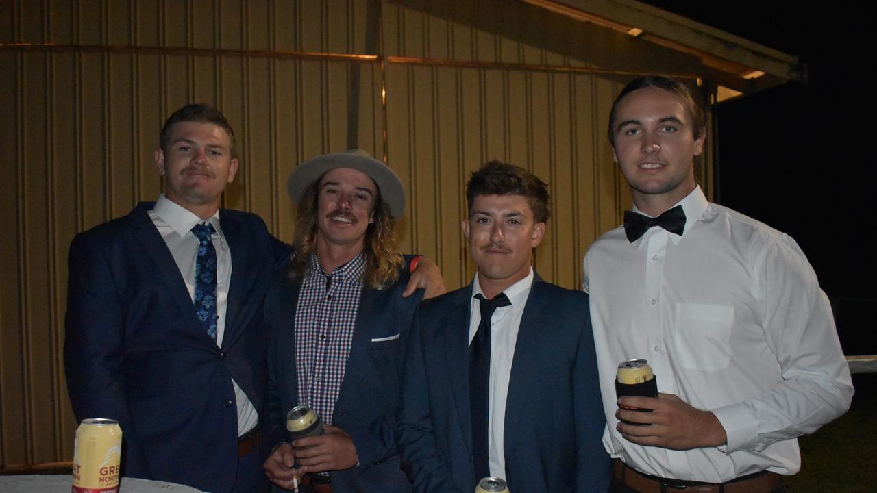 Muzz Murray of Cannonvale, Cob Donnellan of Cannonvale, Brett Bauer of Mandalay, and Mitchell Whitton of Jubilee Pocket at the 2021 Proserpine Show Ball. Picture: Kirra Grimes.