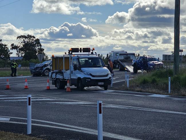 A young girl is fighting for life after a two-vehicle crash at the intersection of Luck Rd and Newman Rd at Vale View about 11.40am.