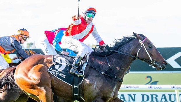 Joker's Grin storms home to win The Quokka at Ascot on Saturday Picture: Western Racepix