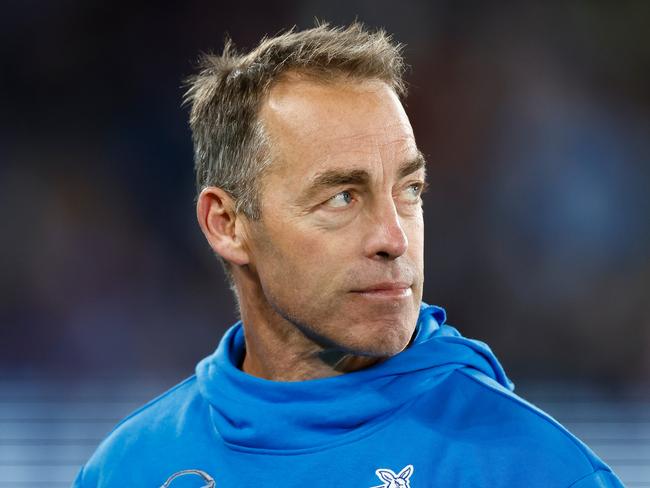 MELBOURNE, AUSTRALIA - MAY 07: Alastair Clarkson, Senior Coach of the Kangaroos looks on during the 2023 AFL Round 08 match between the North Melbourne Kangaroos and the St Kilda Saints at Marvel Stadium on May 7, 2023 in Melbourne, Australia. (Photo by Michael Willson/AFL Photos via Getty Images)