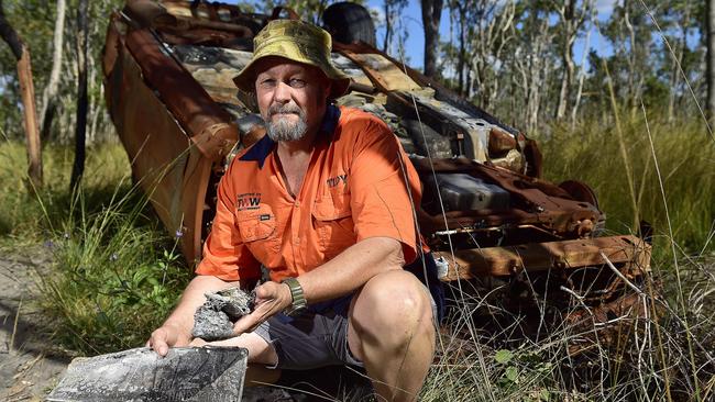 Dave Dudley, founder of Townsville Illegal Dumping Yobo’s (TIDY) Cleanups, is trying to rally up a group of volunteers to clear burned, wrecked and abandoned cars from Townsville suburbs. PICTURE: MATT TAYLOR.