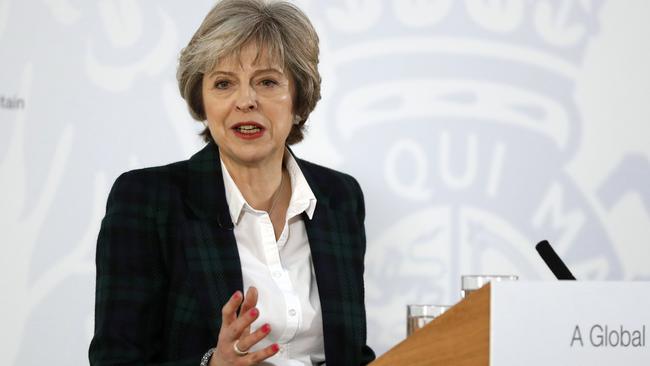 British Prime Minister Theresa May delivers a speech on the government's plans for Brexit at Lancaster House in London on January 17, 2017. Picture: AFP.