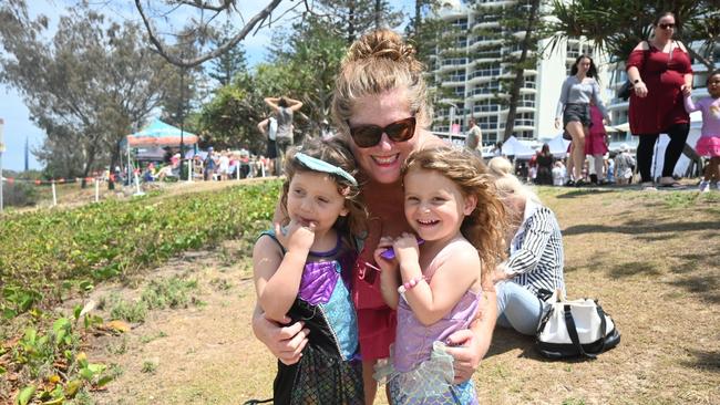 Kathy, Sophie, 3 and Madeline Paton 3, at the Mooloolaba Foreshore Festival. Picture: Tegan Annett