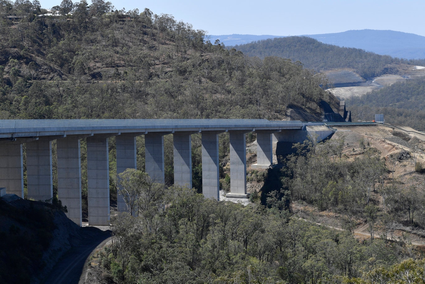 Toowoomba Second Range Crossing viaduct is seen during a media preview before opening, Friday, September 6, 2019. Picture: Kevin Farmer