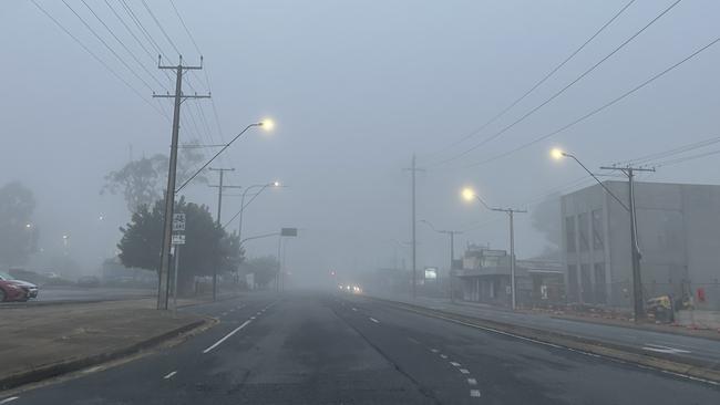 The thick fog prompted a warning to drivers. Picture: Supplied