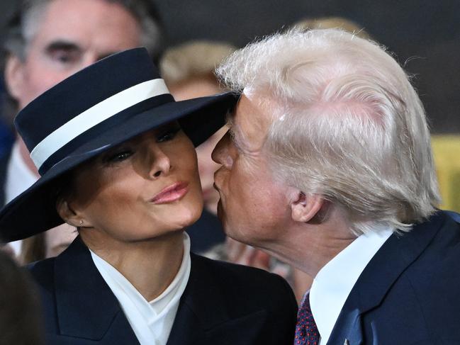 Many weren’t fans of her dramatic wide-brimmed hat by designer Eric Javits. Picture: Saul Loeb-Pool/Getty Images