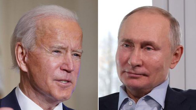 US President Joe Biden, left, and Russian president Vladimir Putin. Pictures: AFP