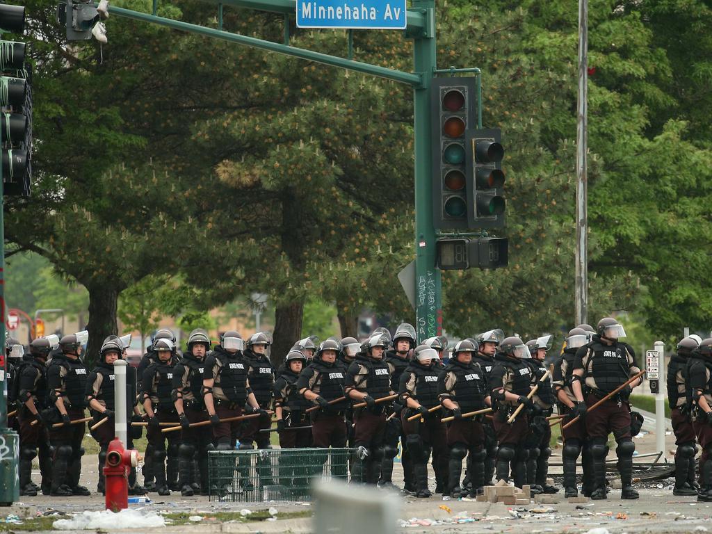 Police were carrying batons to control protesters. Picture: Scott Olson/Getty Images/AFP.