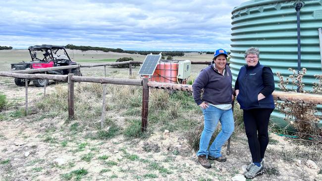 Award nominee, methane buster and DIT AgTech researcher Vivienne McCollum, right, with South Australian farmer Penny Beckey.