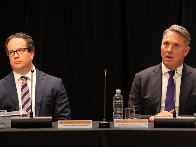 SYDNEY, AUSTRALIA - NCA NewsWire Photos - 07 MARCH, 2024: Defence Minister Richard Marles and Veteran Affairs Minister Matt Keough appear before the Royal Commission into Defence and Veteran Suicide sitting in Sydney. Picture: NCA NewsWire