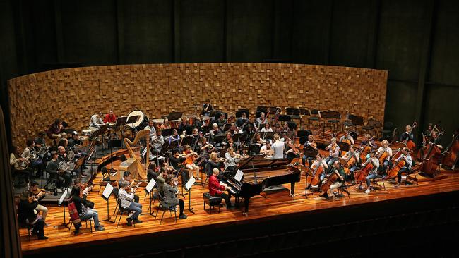 Tasmanian Symphony Orchestra workshop with the Tasmanian Youth Orchestra at the Federation Concert Hall. Picture: SAM ROSEWARNE.