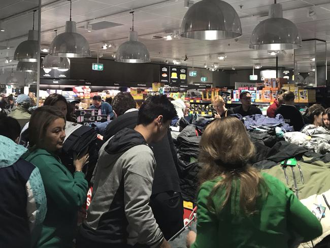 Shoppers rushed for winter gear at Chatswood Aldi in Sydney.