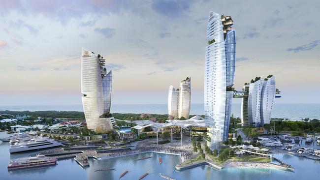 Artist’s impression of Gold Coast Integrated Resort with proposed hotel, casino resort development.