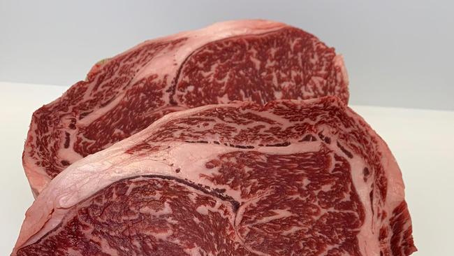 Marbling on some Wagyu beef.