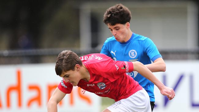 Under-14s soccer - North Geelong (Red) v Berwick City.  Picture: Mike Dugdale