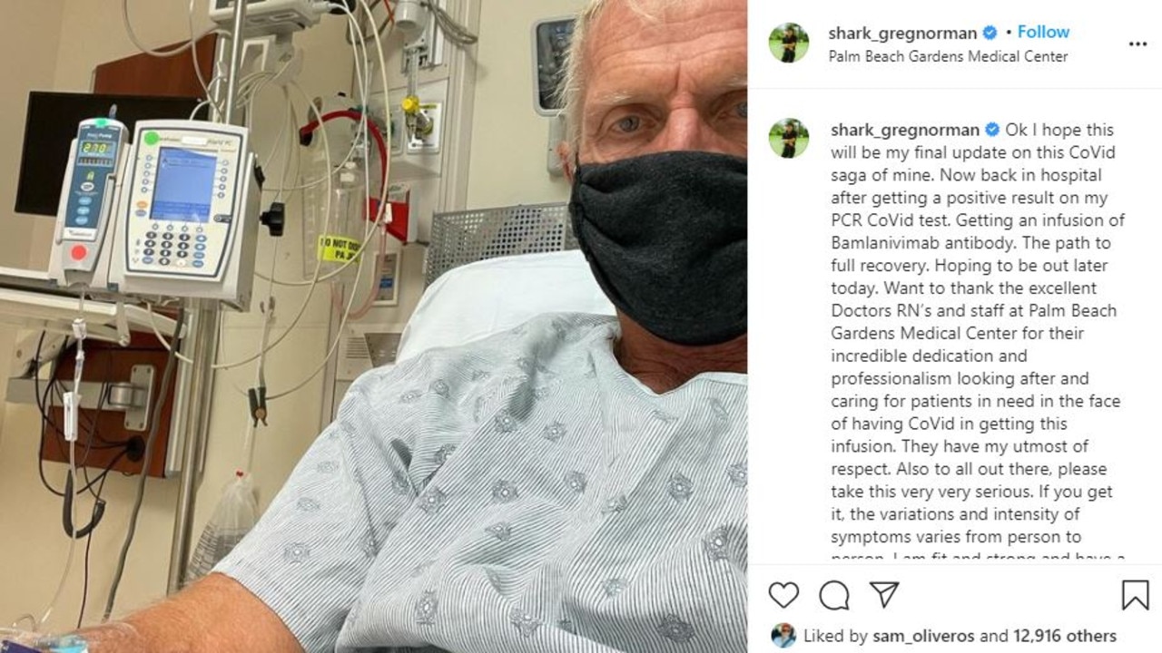 Greg Norman in hospital again with COVID-19. Picture: Instagram