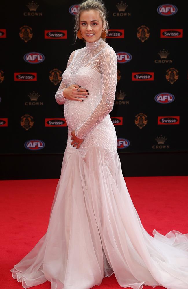 Sarah Roughead debuted her baby bump in style. Picture: Michael Klein