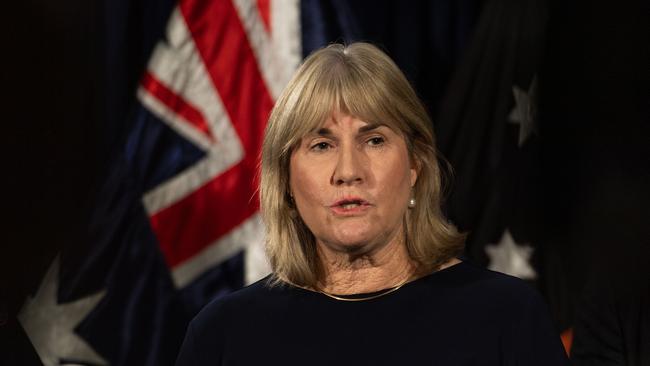 Chief Minister Eva Lawler at the press conference in the Northern Territory Parliament on April 9, 2024. Picture: Pema Tamang Pakhrin