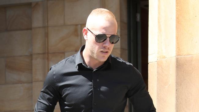 Former Gawler barber owner Matthew Newall leaves the Adelaide Magistrates Court. Picture: Dean Martin