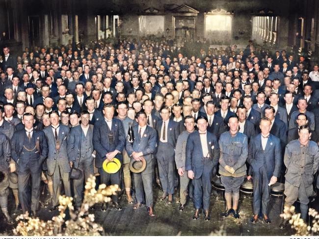 A reunion in 1925 for the second battalion in Paddington Town Hall. Picture: Australian War Memorial.