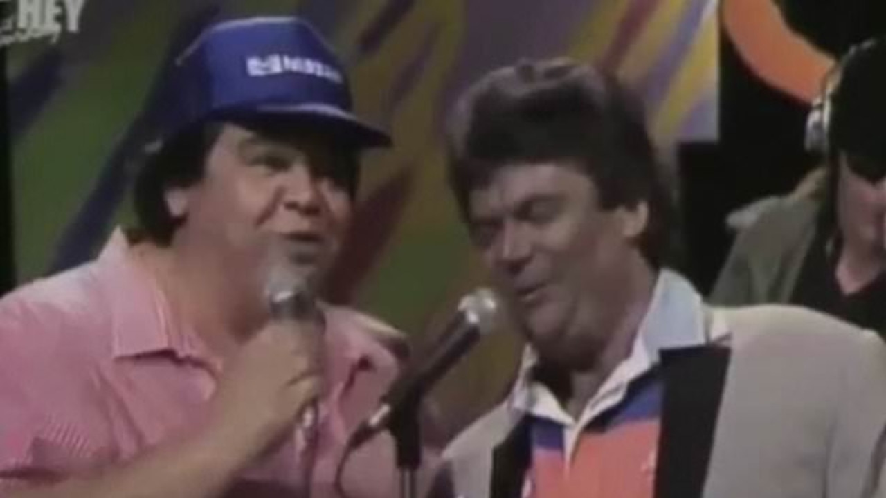 A throwback still Daryl Somers doing blackface on Hey Hey It’s Saturday. Picture: YouTube.