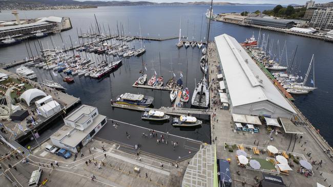 Hobart waterfront during the Sydney to Hobart Yacht Race. Picture: Chris Kidd