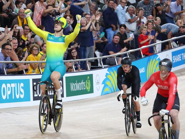 Australia's Matt Glaetzer was unstoppable in the keirin final. Picture: AFP Photo/Patrick Hamilton