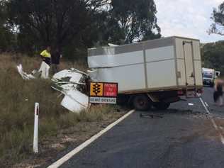 A man was airlifted to hospital after a three-vehicle crash on the New England Highway, south of Toowoomba. Picture: RACQ LifeFlight Rescue