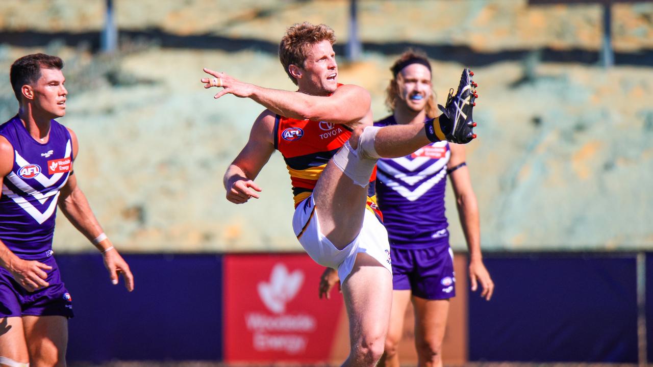 Crows veteran Rory Sloane kicks a goal. Picture: Crows FC