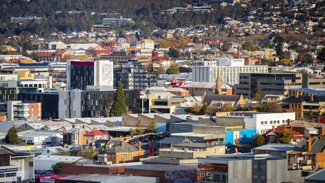 University of Tasmania building and signage, Hobart CBD. Picture: Richard Jupe