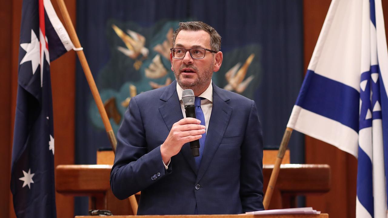 Daniel Andrews speaking at Beth Israel synagogue in St Kilda on Thursday night. Picture: Peter Haskin