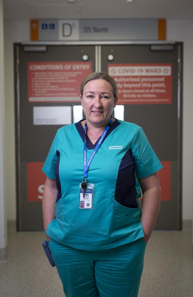 Medical staff on the frontline of Covid at Gold Coast University Hospital. High Acuity/original Covid ward Nurse Unit Manager Michelle Kimmins. Picture: Russell Shakespeare