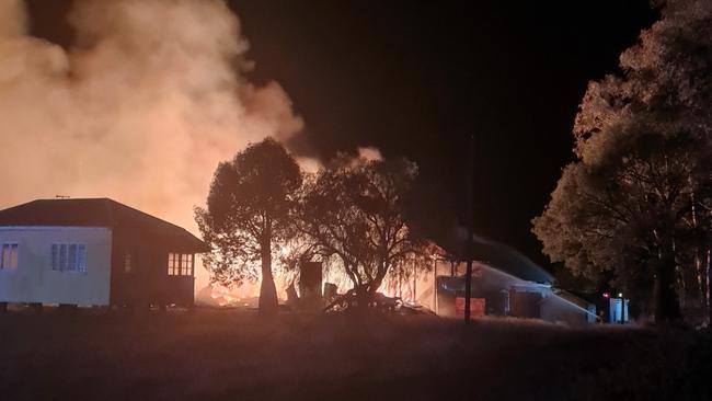 Emergency crews battle to contain giant blaze at Romavilla Winery. Picture: Chloe Cufflin.