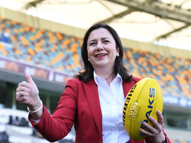 It’s a big thumbs up for AFL players but Queensland Premier Annastacia Palaszczuk has slammed the border shut to others. Picture: NCA NewsWire/Dan Peled