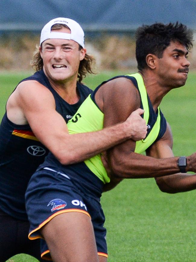 Crows draftee Luke Pedlar is ferocious at the ball and body. Picture: NCA NewsWire/Brenton Edwards