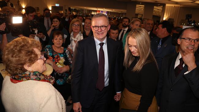 Anthony Albanese and partner Jodie Haydon at the Marconi Club. Picture: Sam Ruttyn